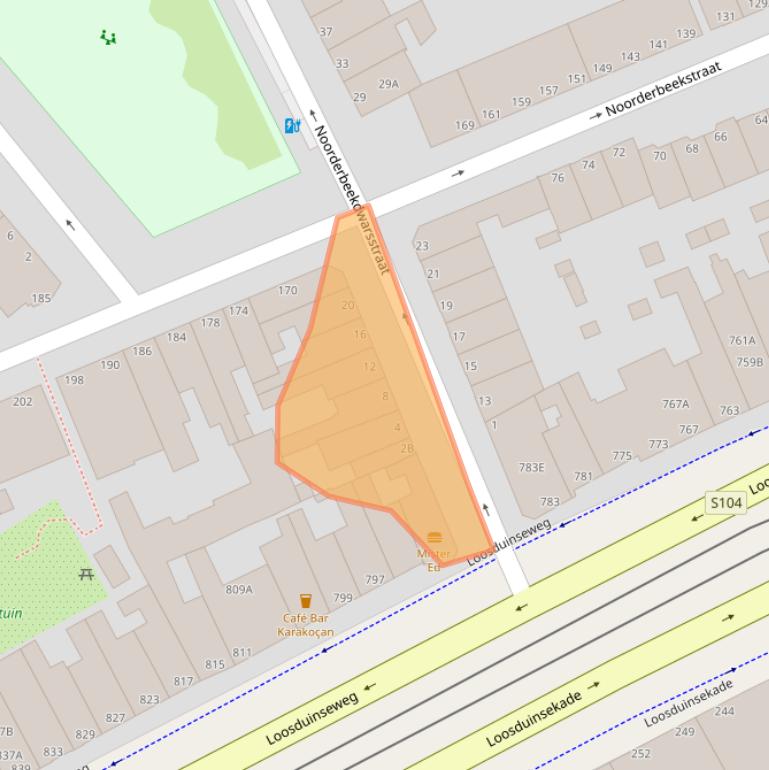 Kaart van postcodegebied 2562XS.