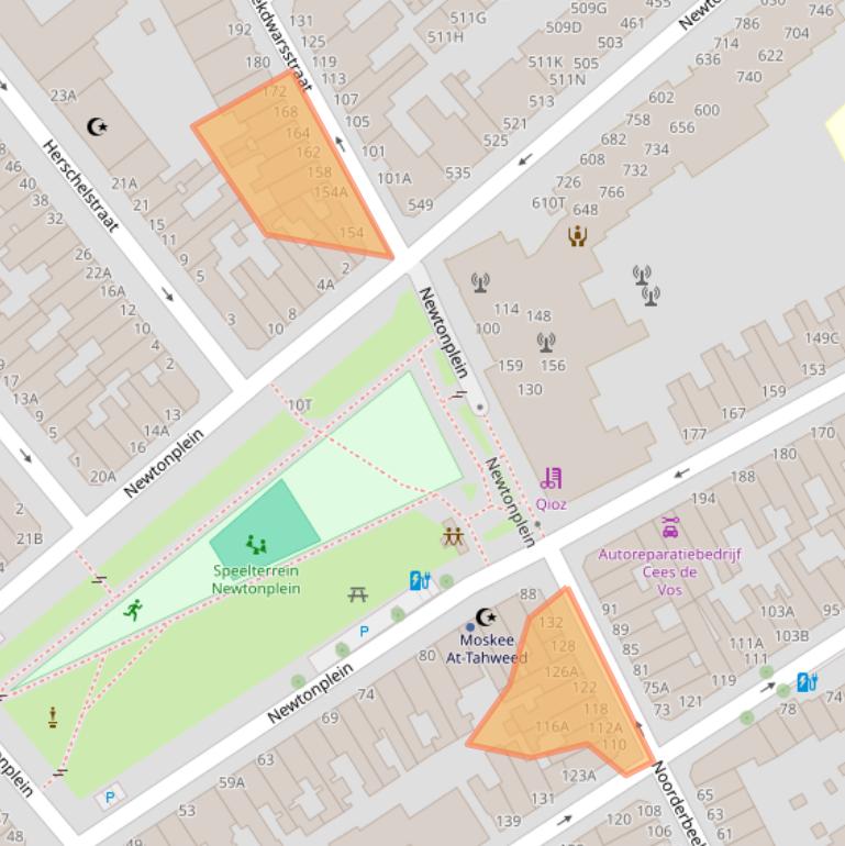 Kaart van postcodegebied 2562XW.