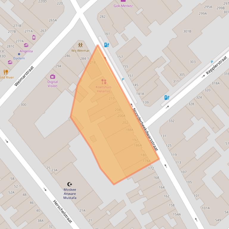 Kaart van postcodegebied 2562XX.