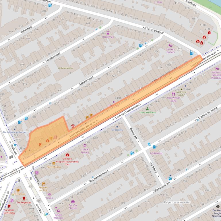 Kaart van postcodegebied 2563AE.