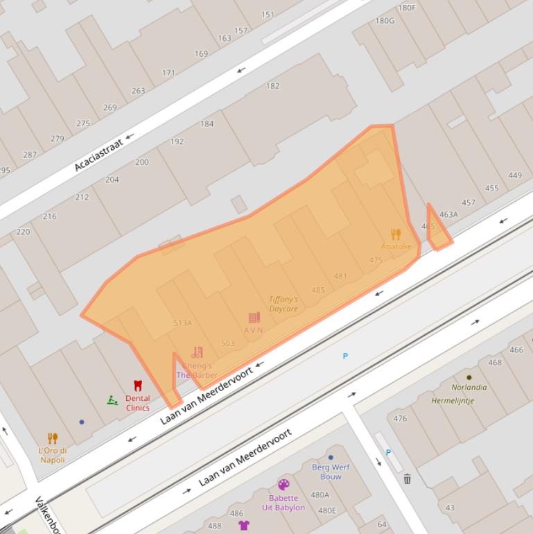 Kaart van postcodegebied 2563AT.