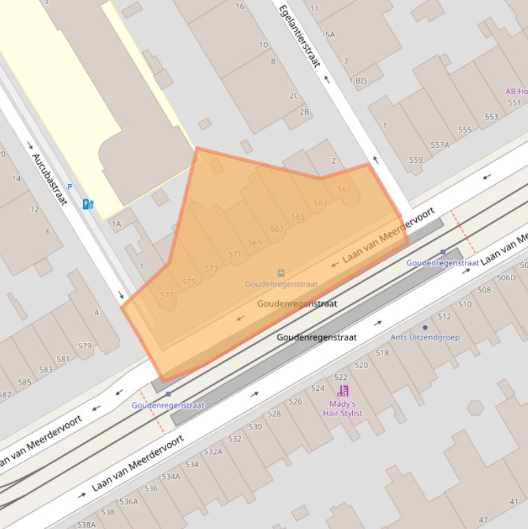 Kaart van postcodegebied 2563AX.