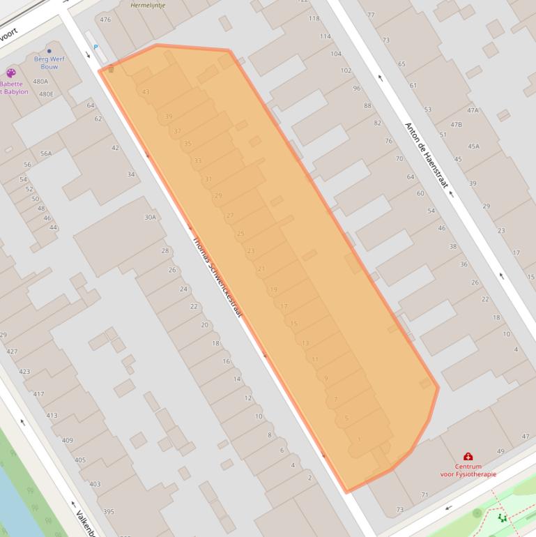 Kaart van postcodegebied 2563BW.