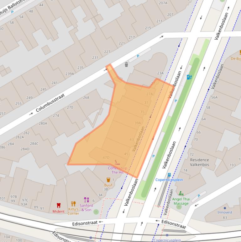 Kaart van postcodegebied 2563CE.