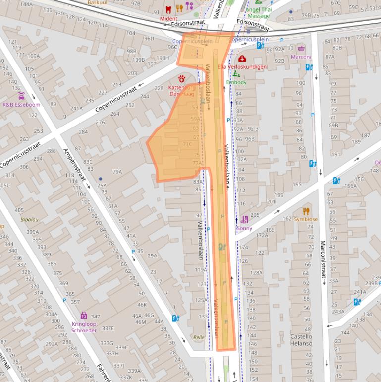 Kaart van postcodegebied 2563CG.