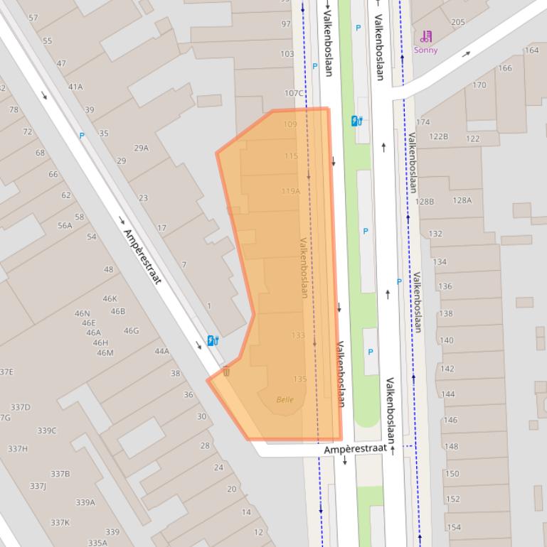 Kaart van postcodegebied 2563CJ.