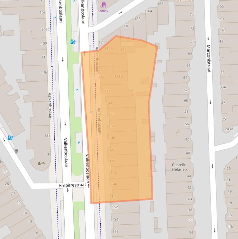 Kaart van postcodegebied 2563CP.