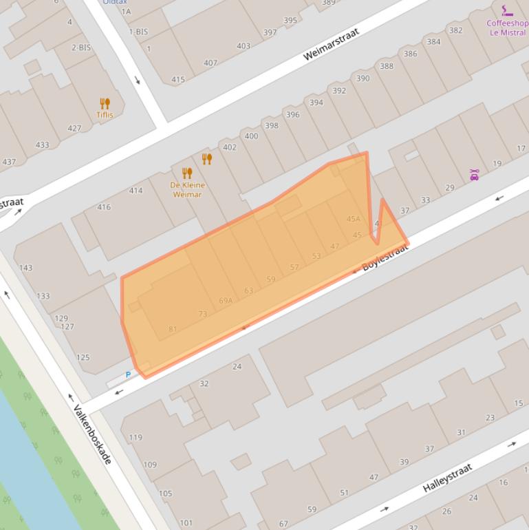 Kaart van postcodegebied 2563EJ.