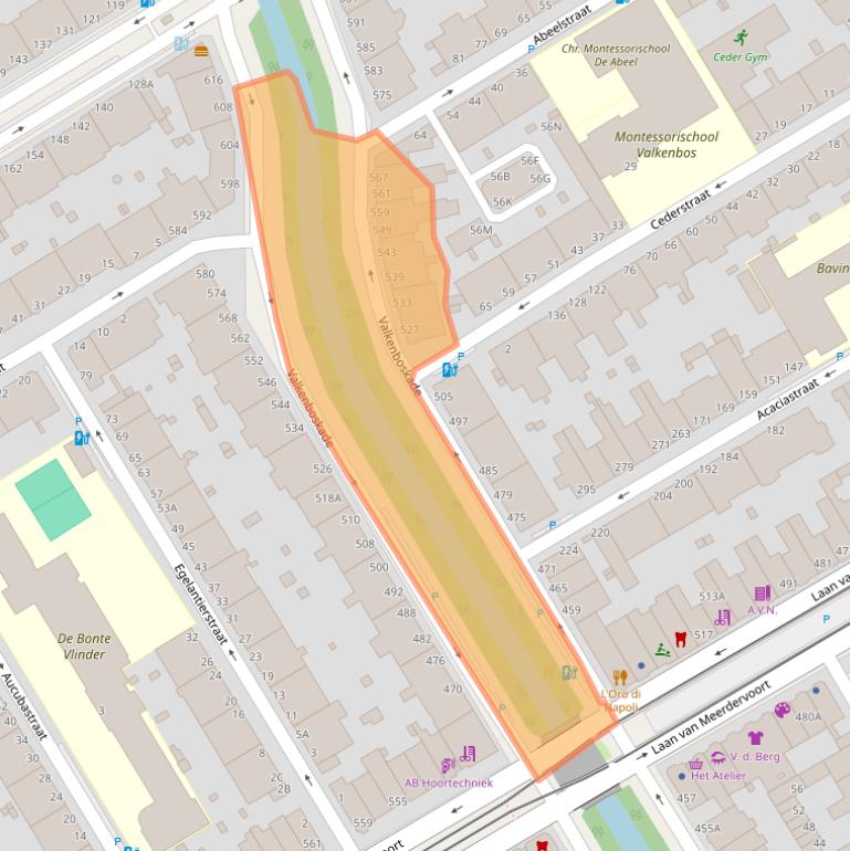 Kaart van postcodegebied 2563JD.