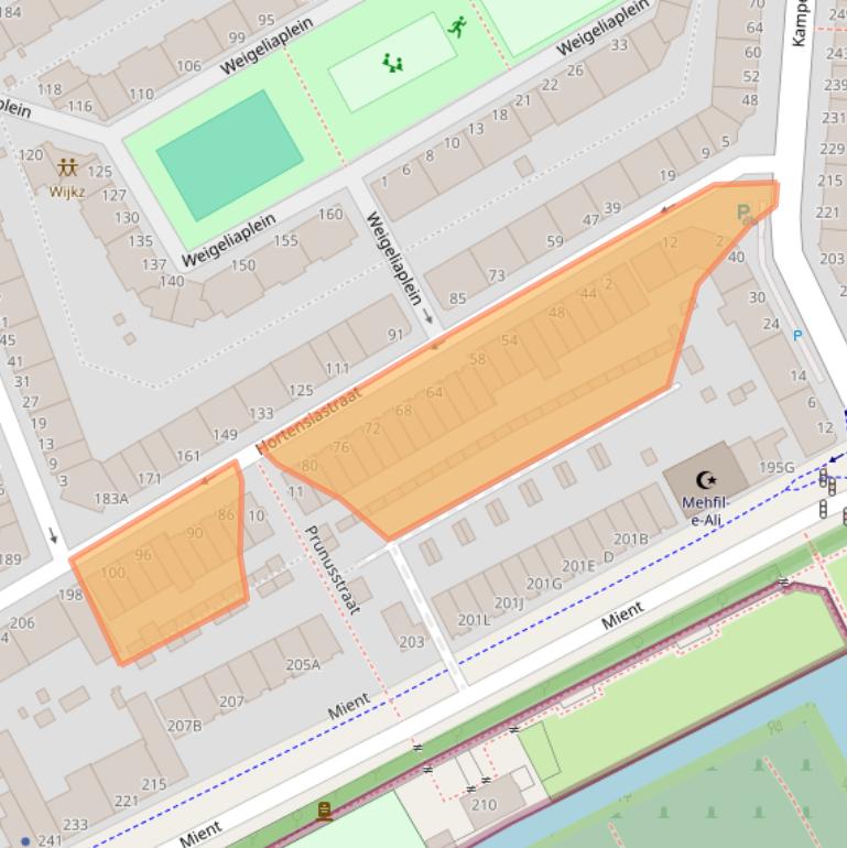 Kaart van postcodegebied 2563NV.