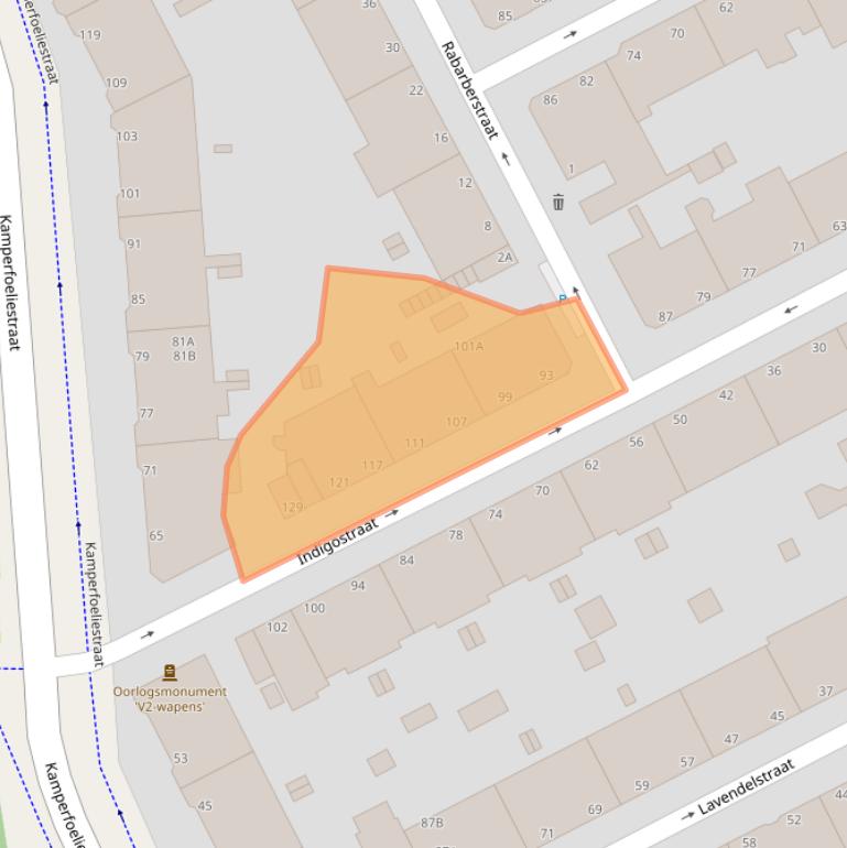 Kaart van postcodegebied 2563RH.