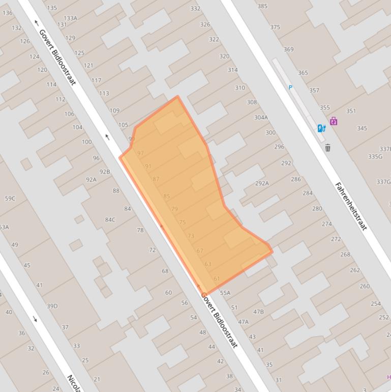 Kaart van postcodegebied 2563XD.