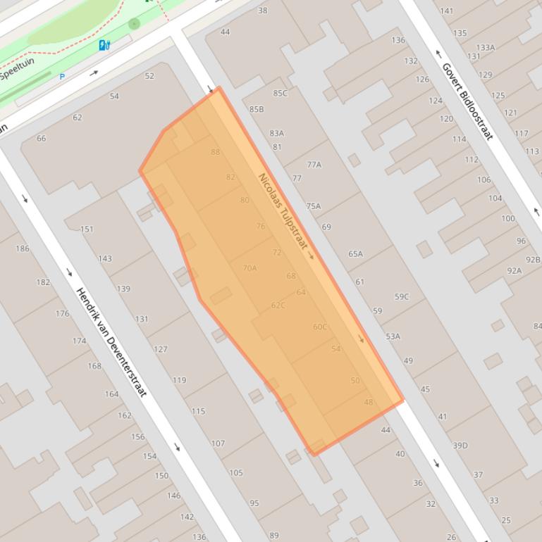 Kaart van postcodegebied 2563XN.