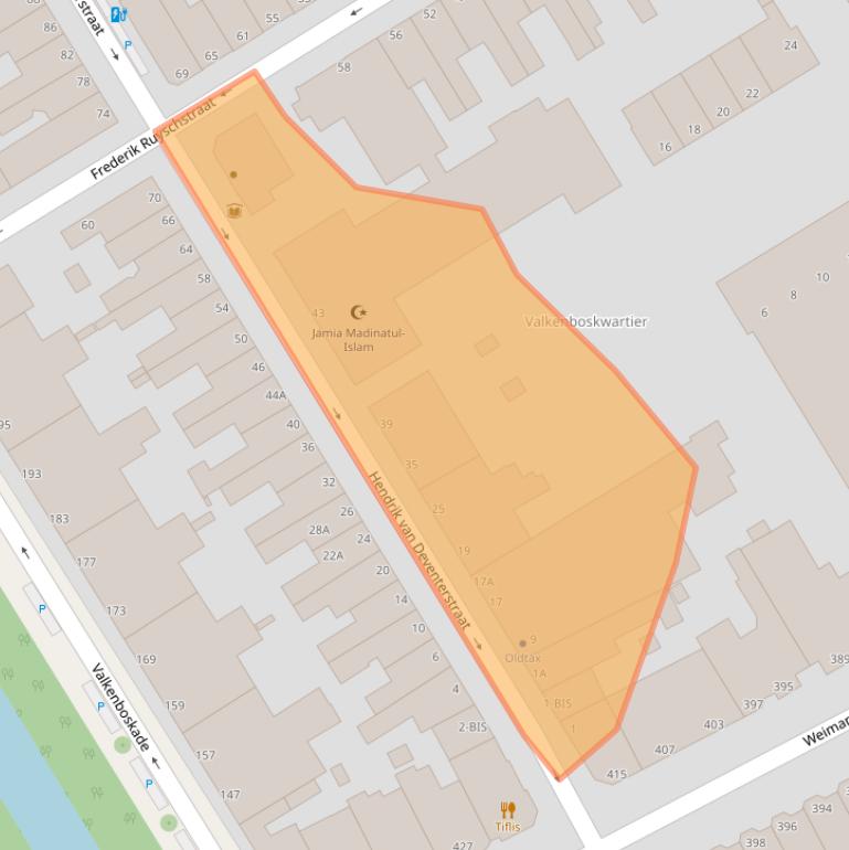 Kaart van postcodegebied 2563XP.