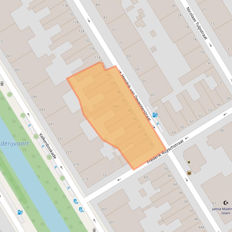 Kaart van postcodegebied 2563XW.