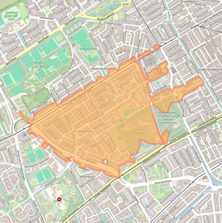 Kaart van postcodegebied 2564.