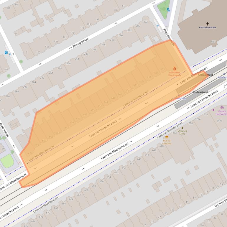 Kaart van postcodegebied 2564AB.