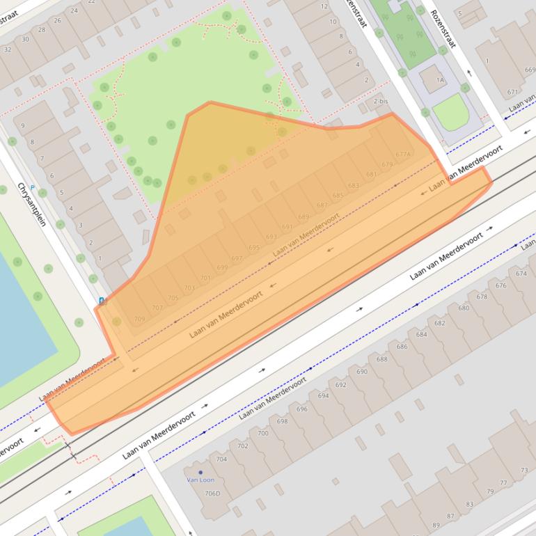 Kaart van postcodegebied 2564AC.