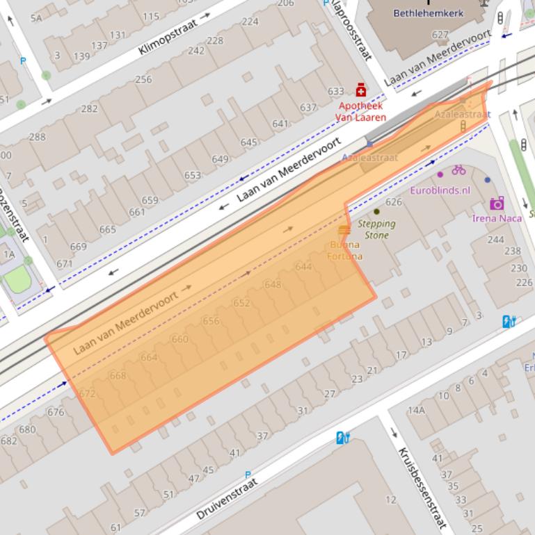 Kaart van postcodegebied 2564AL.