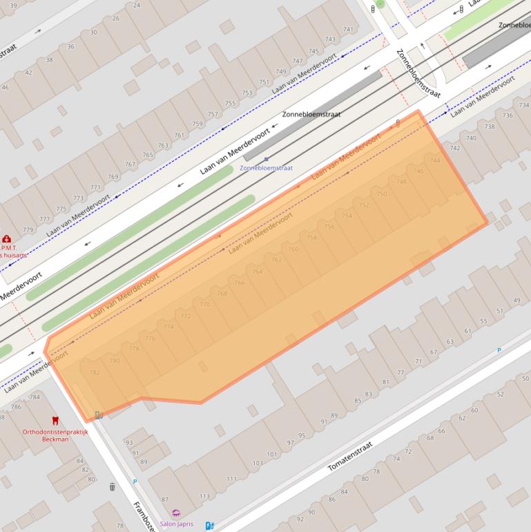 Kaart van postcodegebied 2564AP.