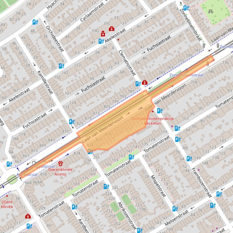 Kaart van postcodegebied 2564AR.