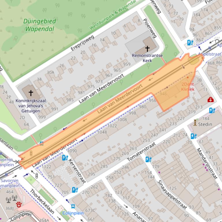 Kaart van postcodegebied 2564AT.