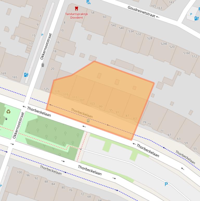 Kaart van postcodegebied 2564BH.