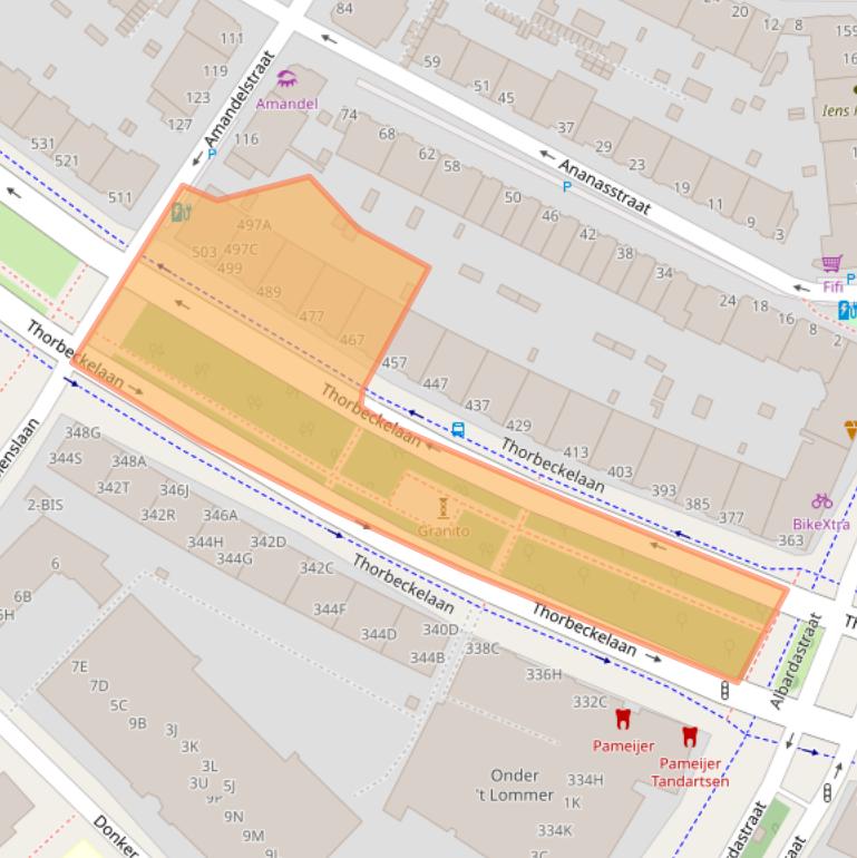 Kaart van postcodegebied 2564CC.