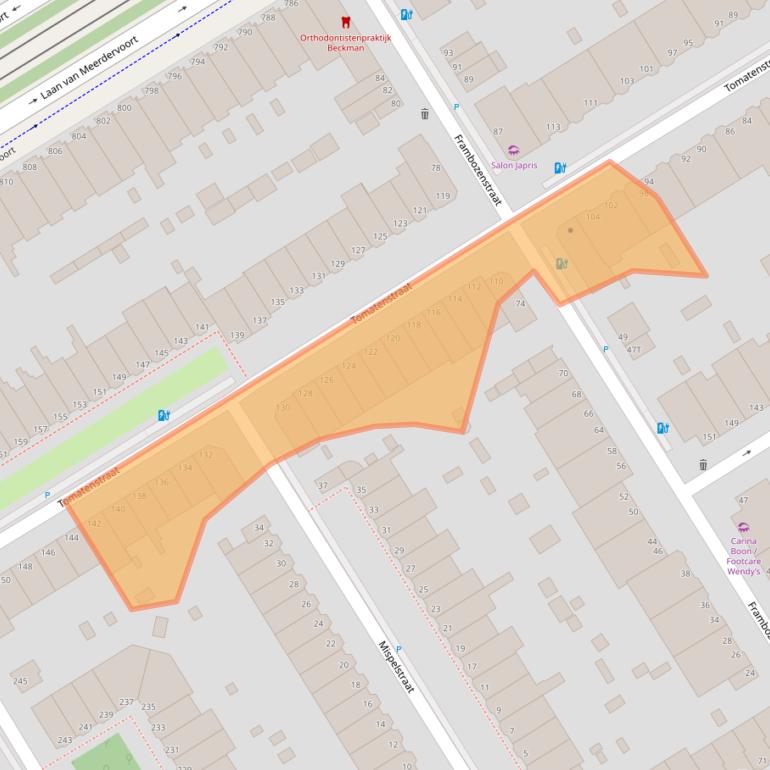 Kaart van postcodegebied 2564CW.