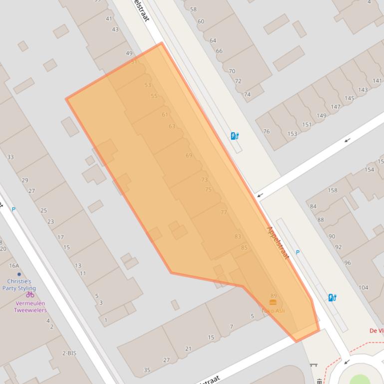 Kaart van postcodegebied 2564EB.