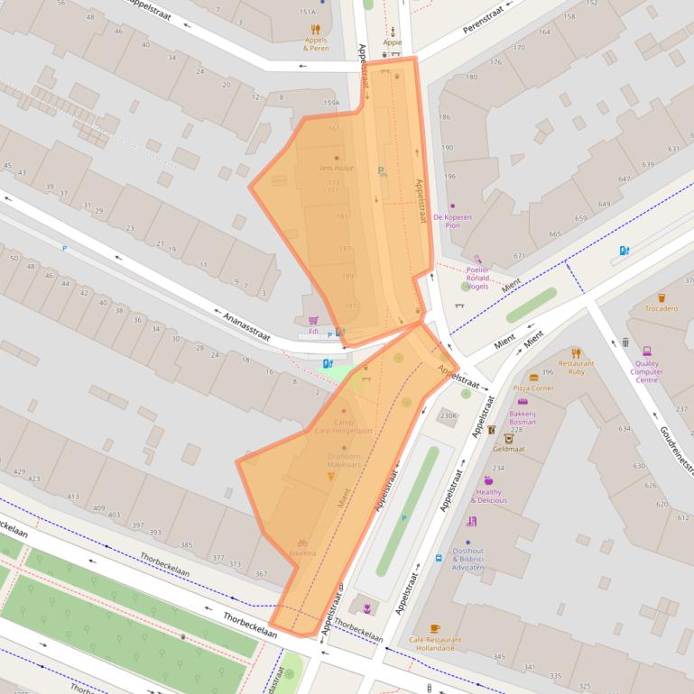 Kaart van postcodegebied 2564EE.