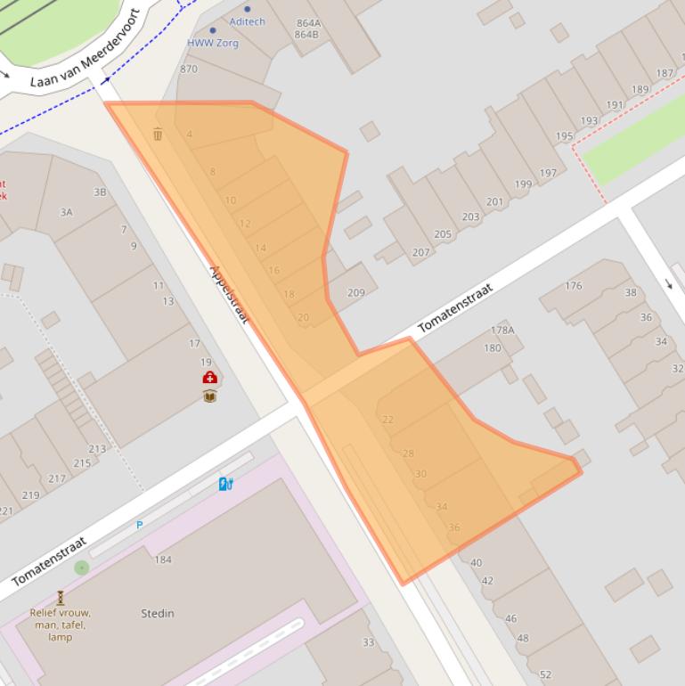 Kaart van postcodegebied 2564EG.