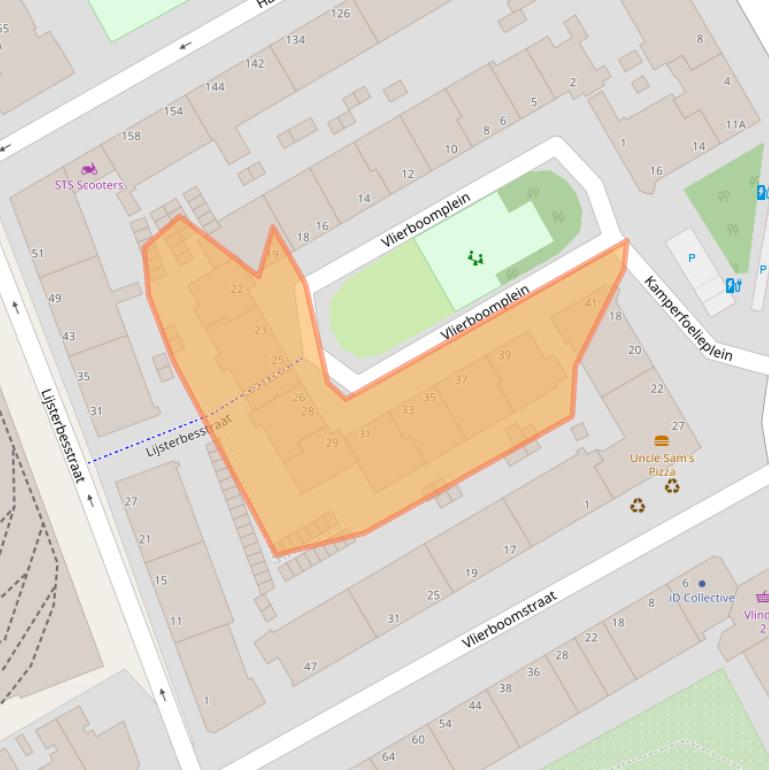 Kaart van postcodegebied 2564HB.