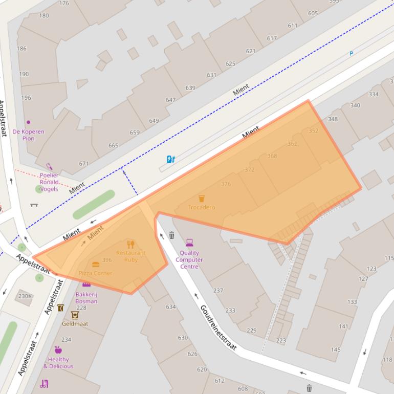 Kaart van postcodegebied 2564LN.