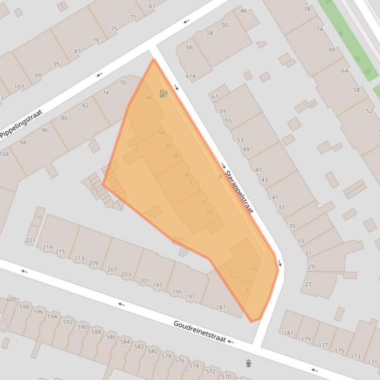 Kaart van postcodegebied 2564RB.