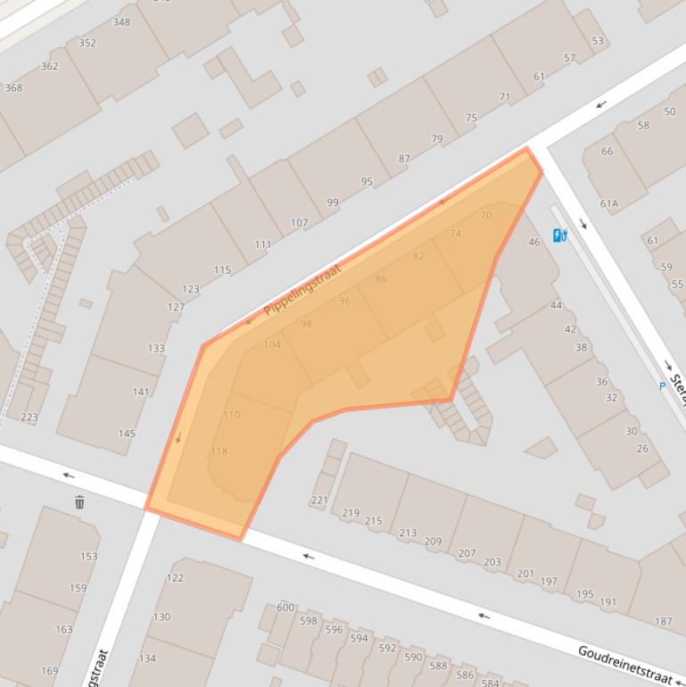 Kaart van postcodegebied 2564RK.