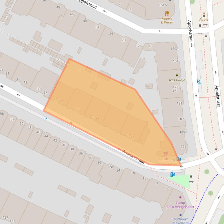 Kaart van postcodegebied 2564SL.