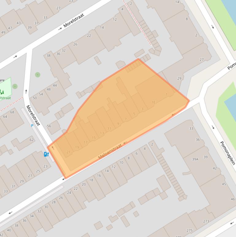 Kaart van postcodegebied 2564TA.