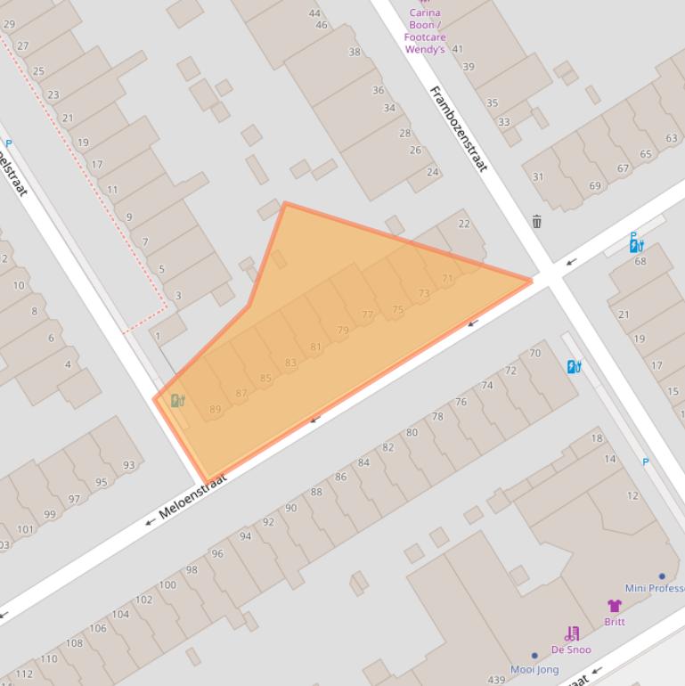 Kaart van postcodegebied 2564TC.