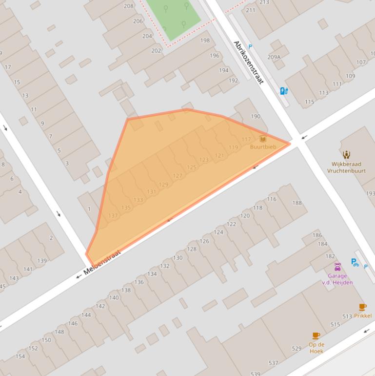 Kaart van postcodegebied 2564TE.