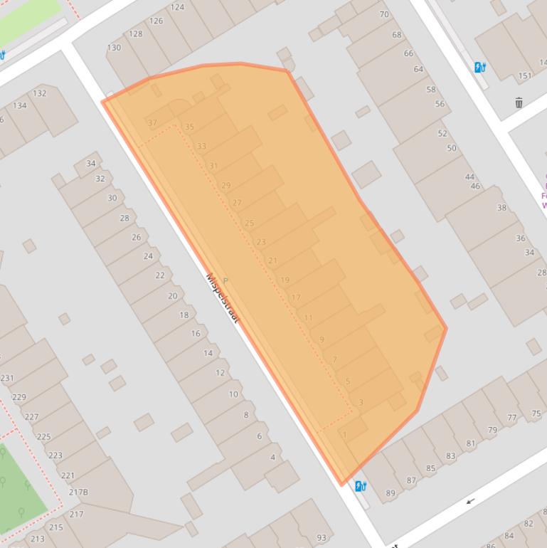 Kaart van postcodegebied 2564TP.