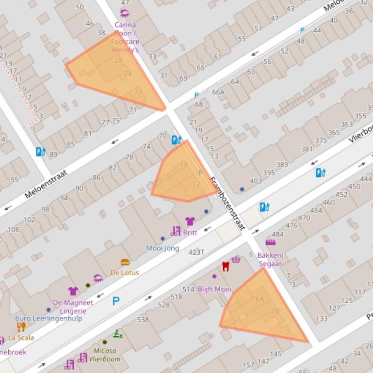 Kaart van postcodegebied 2564XM.