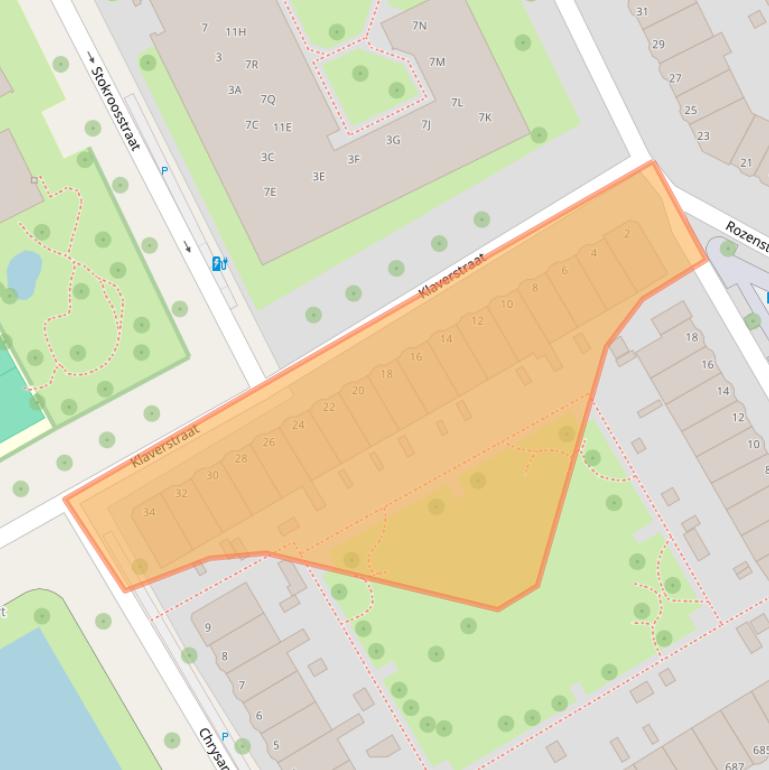 Kaart van postcodegebied 2565BS.