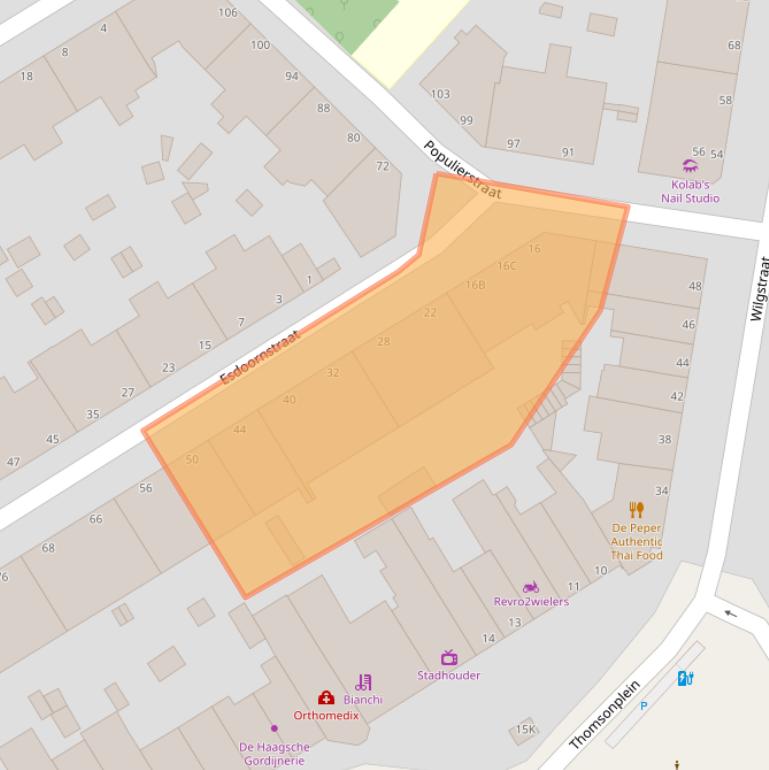 Kaart van postcodegebied 2565HS.