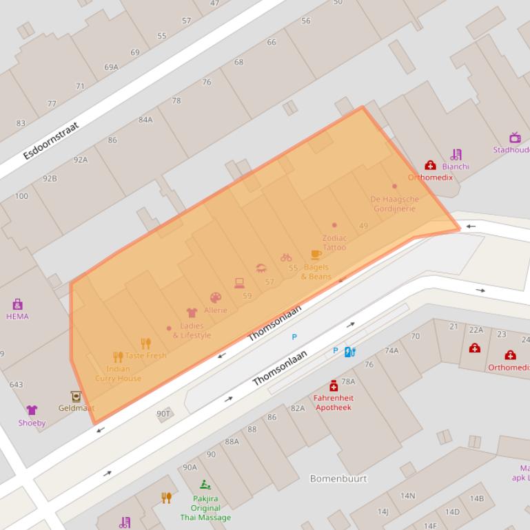 Kaart van postcodegebied 2565HX.