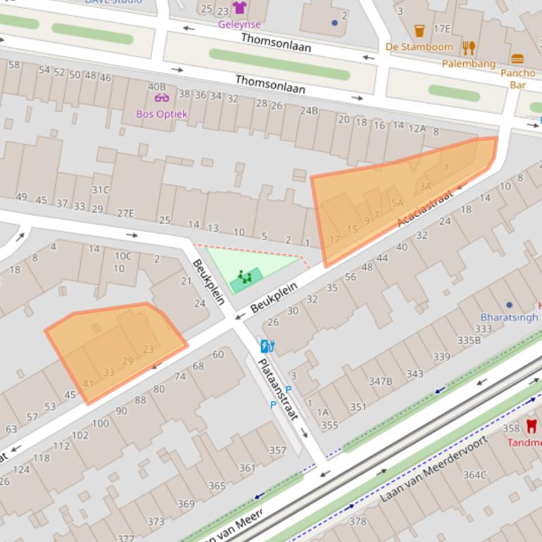 Kaart van postcodegebied 2565JT.