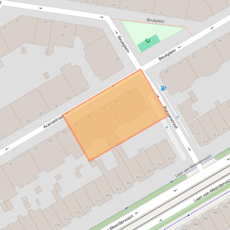 Kaart van postcodegebied 2565KD.