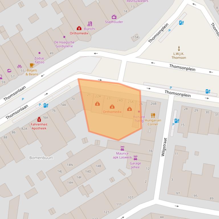 Kaart van postcodegebied 2565KV.