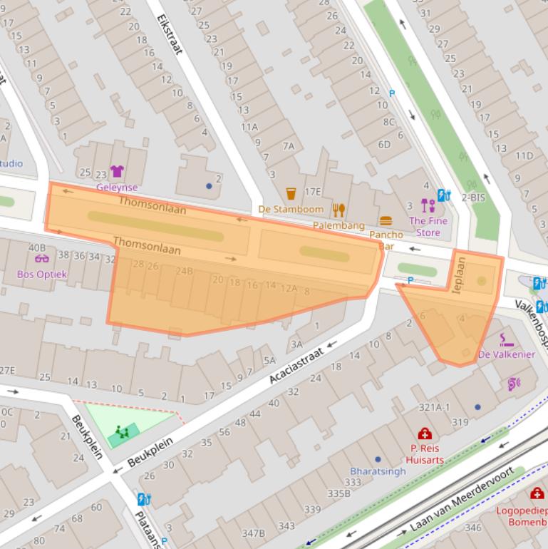 Kaart van postcodegebied 2565LA.