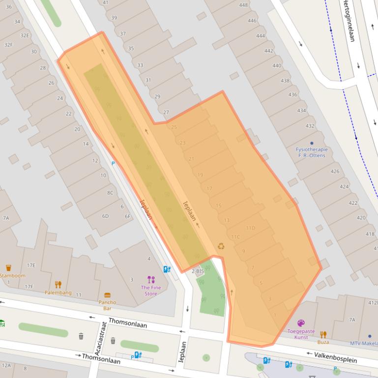 Kaart van postcodegebied 2565LC.